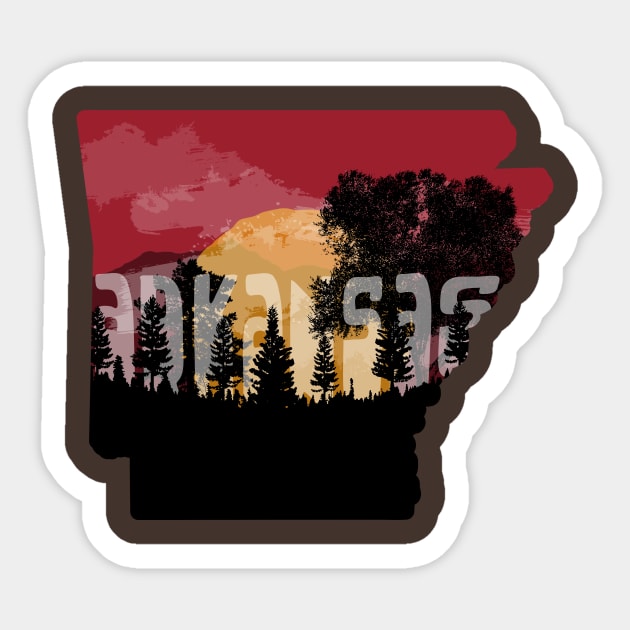 Arkansas Sunset with Lettering Sticker by rt-shirts